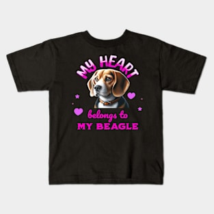 My Heart Belongs to My Beagle Dog Kids T-Shirt